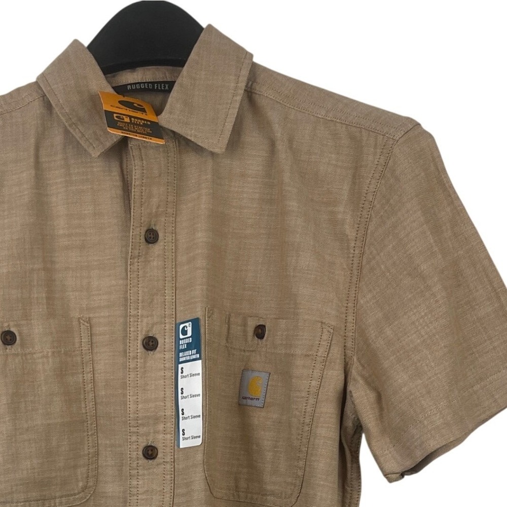 NEW Carhartt Rugged Flex Mens S Relaxed Fit Lightweight Short Sleeve Tan